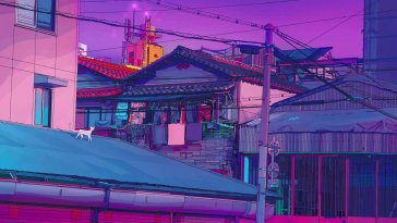 aesthetic tokyo with cat on the roof live wallpaper