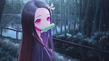 nezuko kamado near the lake live wallpaper