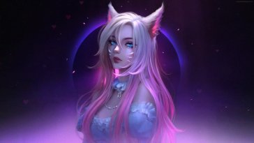 ahri and moonlit night sky (lol) live wallpaper