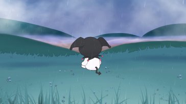 kuromi sitting under the rain live wallpaper