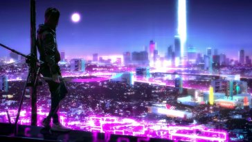 ninja in cyberpunk night cit live wallpaper