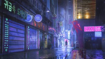 dark alley of night city live wallpaper