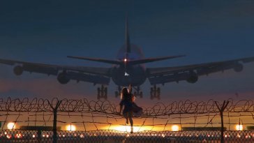 girl catching the plane live wallpaper