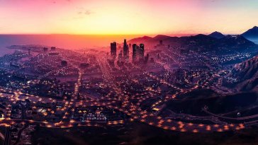 sunset in los santos, gta v live wallpaper