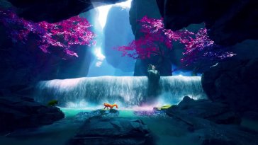 fox near waterfall live wallpaper