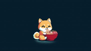 shiba inu eating ramen live wallpaper