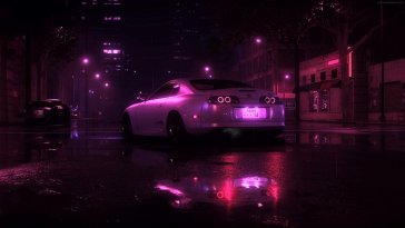 toyota supra  at neon night live wallpaper