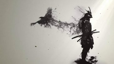 black & white samurai live wallpaper