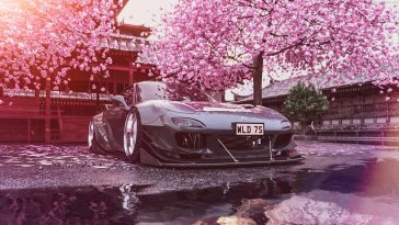 mazda rx7 parked in tokyo live wallpaper