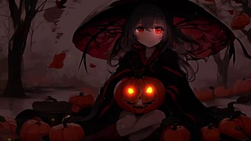 girl with pumpkin live wallpaper