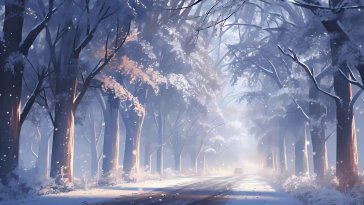 road in frozen forest live wallpaper