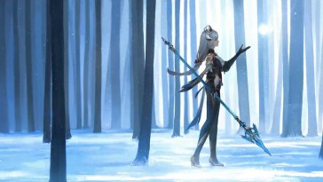 shenhe's frosty forest stroll live wallpaper