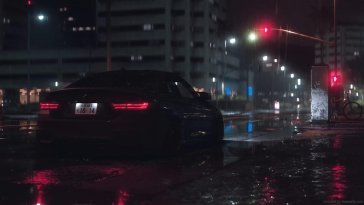 bmw m4: night rain drift live wallpaper