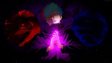 satoru gojo with red and blue circles (jujutsu kaisen) live wallpaper