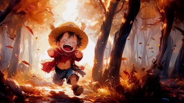 child luffy in autumn live wallpaper