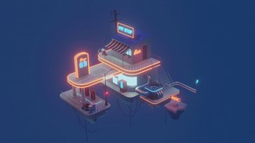 gas station in cyberpunk live wallpaper