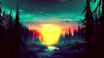 shining sun in forest live wallpaper