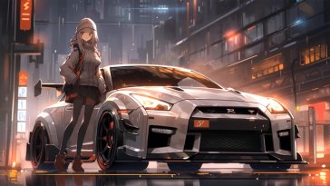 anime girl and sportcar live wallpaper