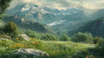 field near mountains live wallpaper