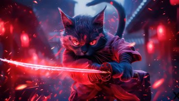 red cat samurai live wallpaper