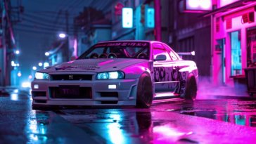 skyline r34 neon live wallpaper