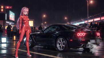 zero two and mazda rx-7 live wallpaper