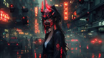 oni mask girl live wallpaper