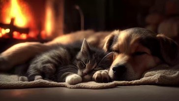 cat and dog sleeping live wallpaper