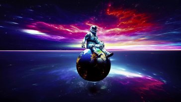 astronaut riding in space live wallpaper