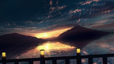 sunset at lake live wallpaper