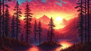 forest at sunset live wallpaper