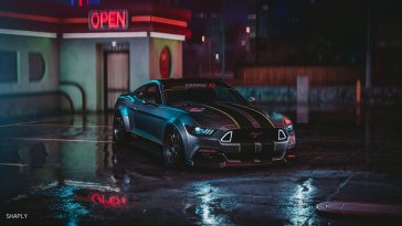 ford mustang gt parked under the rain live wallpaper