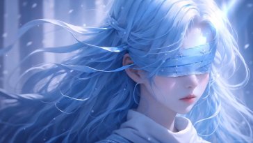 blue-haired blind girl live wallpaper