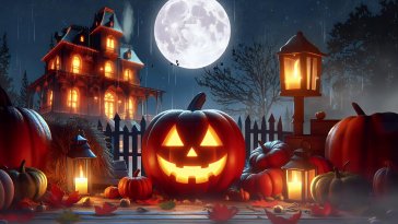 pumpkins in full moon live wallpaper