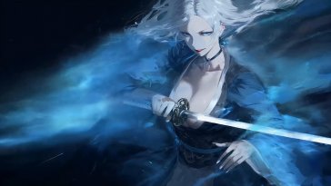 katana wielder in blue live wallpaper