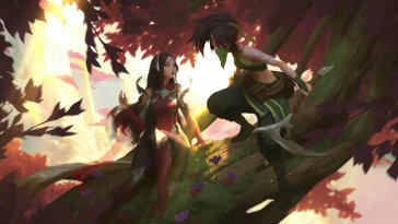 irelia and akali under the tree live wallpaper