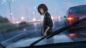 rainfall anime girl live wallpaper